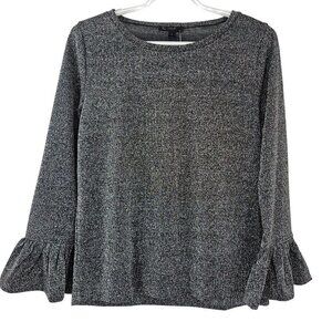 J. Crew Sparkle Bell Sleeve Top Gray & Silver Metallic Women's S NEW Holidays